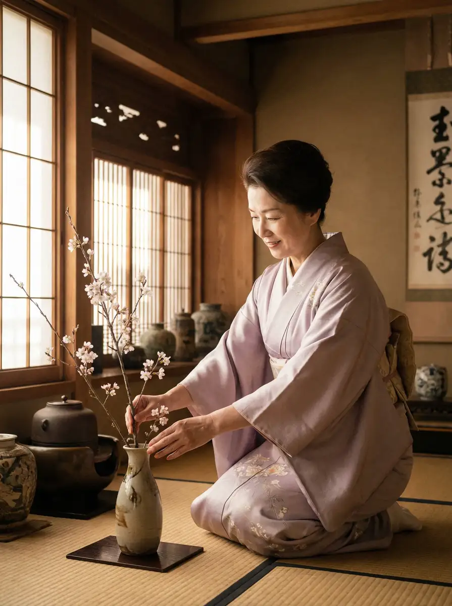 一位优雅的 俄罗斯美女-最新作品|高清视频|俄罗斯美女官网 在和室中插花